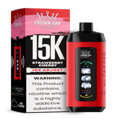 Al Fakher Ice Adjust 15K Puffs Vape in flavor, strawberry cherry showing the vape and the box.