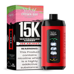 Al Fakher Ice Adjust 15K Puffs Vape in flavor, watermelon cherry showing the vape and the box.