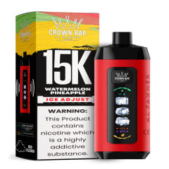 Al Fakher Ice Adjust 15K Puffs Vape in flavor, watermelon pineapple showing the vape and the box.