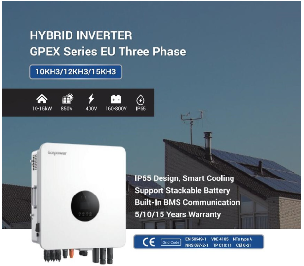 Residential Hybrid Solar Inverter 12kW Built-in MPPT 15A+30A Three Phase