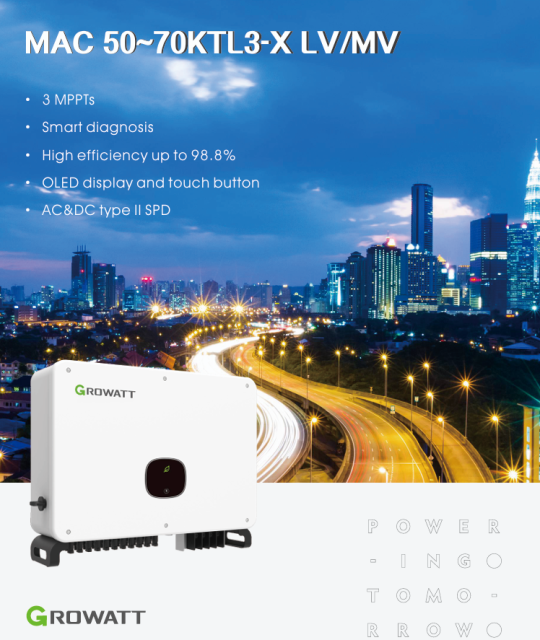 GROWATT Commercial & Industrial PV solar Inverter MAC 50-70KTL3-X LV/MV