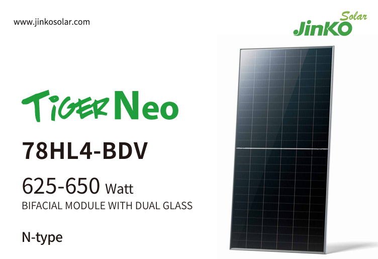 Jinko Solar Panel TiGER Neo 625-650 Watt TOPCon N-Type 78 Half