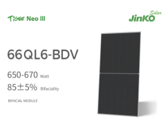 Jinko Solar Panel TiGER Neo 3.0  650-670W TOPCon N-Type 66 Half Cell Bifacial Mudule  with Dual Glass 66QL6-BDV
