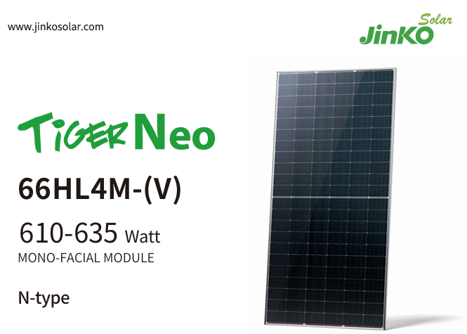 Jinko Solar Panel TiGER Neo 610-635 Watt TOPCon N-Type 66 Half Cell ...