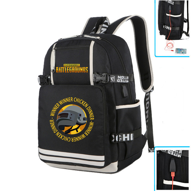 PUBG PLAYERUNKNOWN’S BATTLEGROUNDS Backpack with USB Charging Port for Teens Boys Girls Students Daily Travelbag Game Fans Gifts