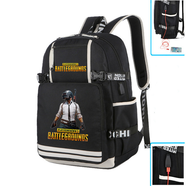 PUBG PLAYERUNKNOWN’S BATTLEGROUNDS Backpack with USB Charging Port for Teens Boys Girls Students Daily Travelbag Game Fans Gifts