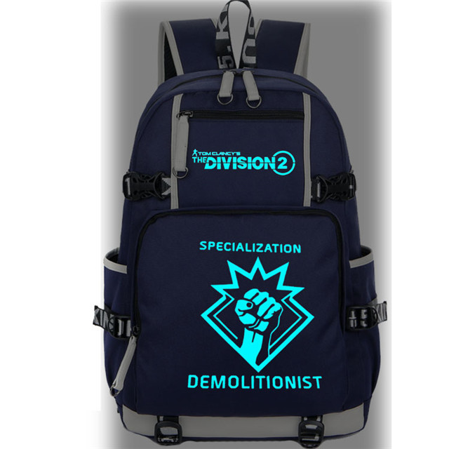 Tom Clancy's The Division 2 Luminous Schoolbag Backpack Handbag L1