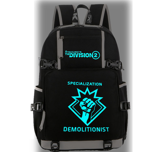 Tom Clancy's The Division 2 Luminous Schoolbag Backpack Handbag L1