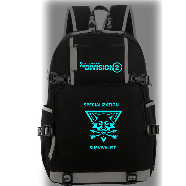 Tom Clancy's The Division 2 Luminous Schoolbag Backpack Handbag L1
