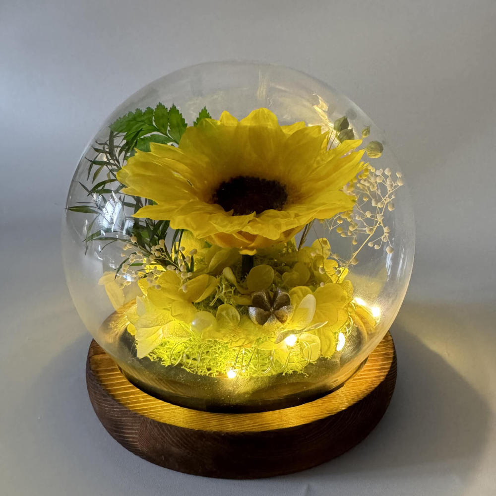Handcrafted Preserved Eternal  Flower Globe with Warm Glow, Perfect for Home & Weddings Romantic Gift Idea