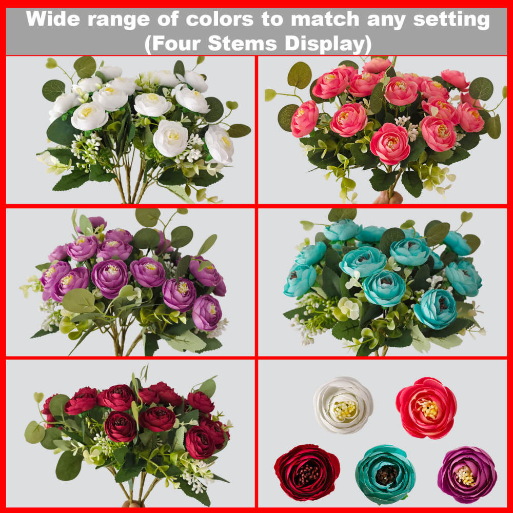 4 Bundles 20 Stems Artificial Roses, Faux Silk Flowers for Wedding Decor, Party Centerpieces, DIY Floral Arrangements, Home Table Decorations