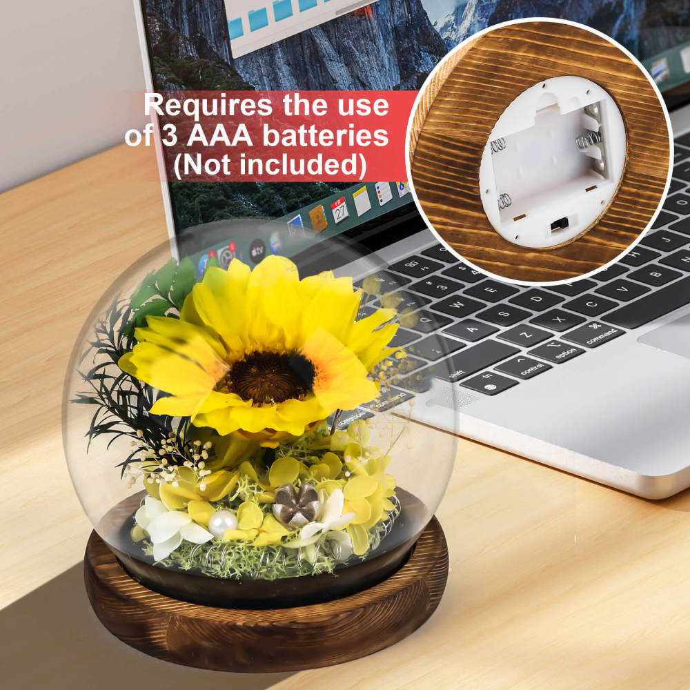Handcrafted Preserved Eternal  Flower Globe with Warm Glow, Perfect for Home & Weddings Romantic Gift Idea