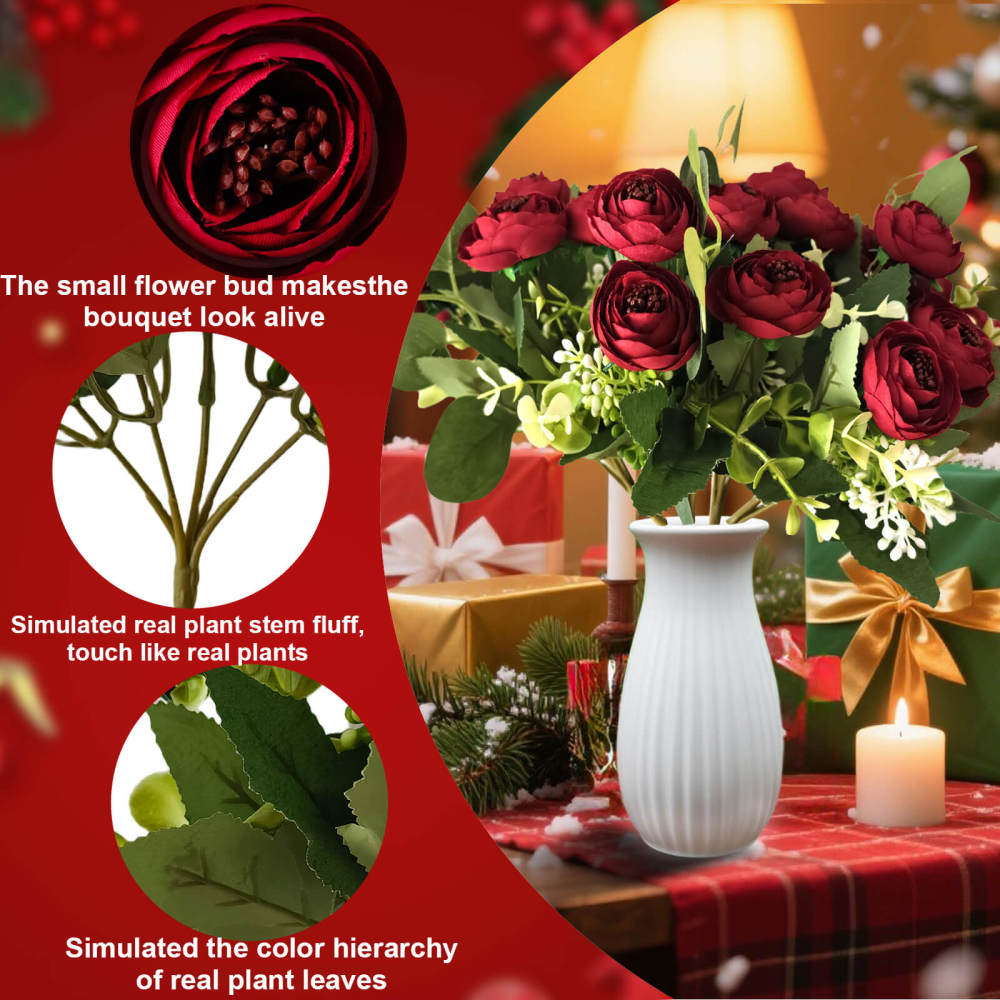 4 Bundles 20 Stems Artificial Roses, Faux Silk Flowers for Wedding Decor, Party Centerpieces, DIY Floral Arrangements, Home Table Decorations