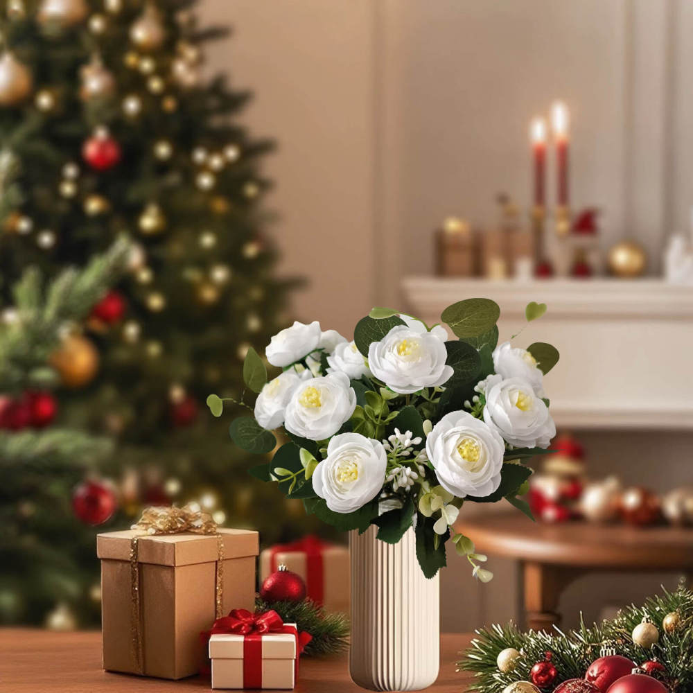 4 Bundles 20 Stems Artificial Roses, Faux Silk Flowers for Wedding Decor, Party Centerpieces, DIY Floral Arrangements, Home Table Decorations