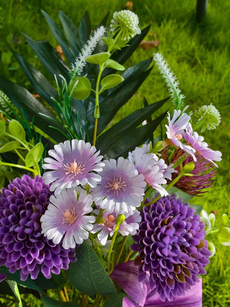Eternal Artificial Flowers for Graves with Miss You Metal  – Waterproof UV-Resistant Cemetery Vase Arrangement, Tombstone Decor for Headstone