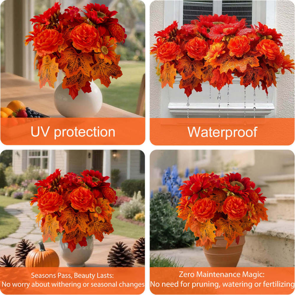 Fall Silk Sunflower with Daisy Peony Bouquet  -13"