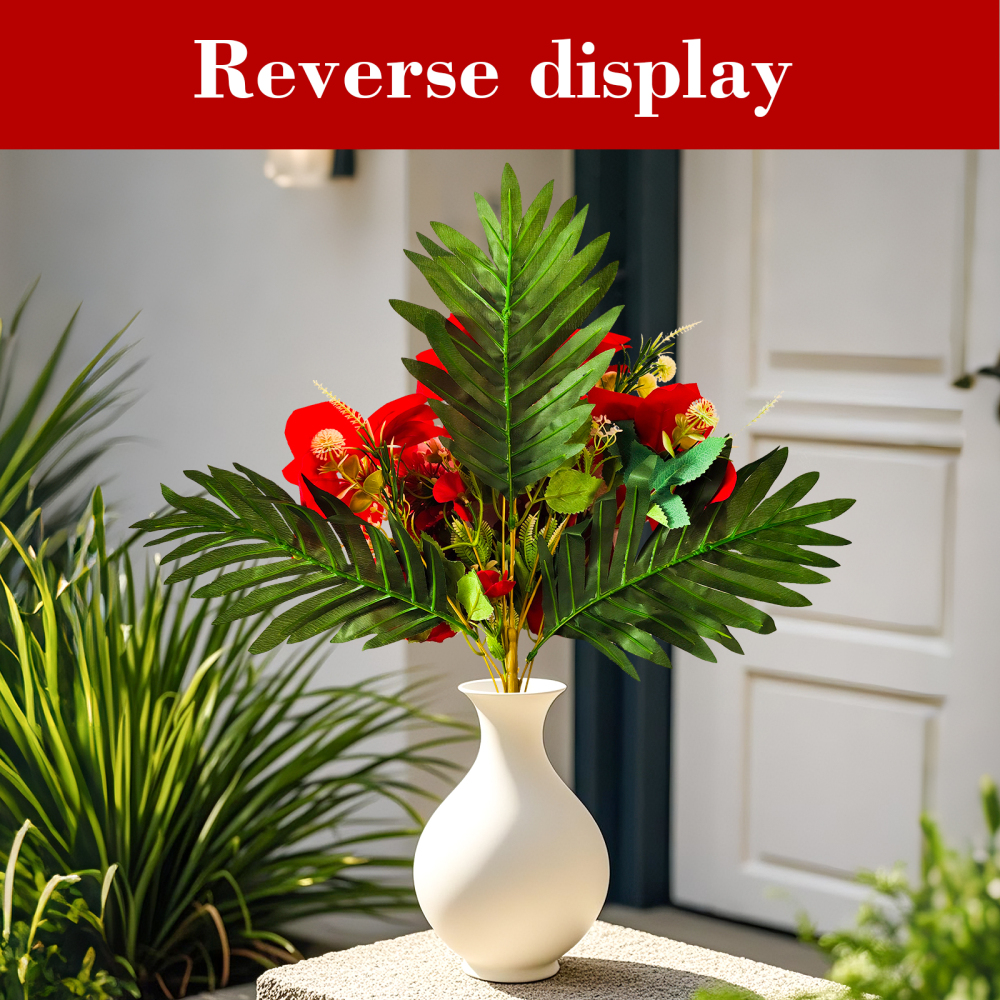 2-Pack (22 Stems) Velvet Poinsettia Bouquet - Artificial Christmas Flowers with Roses & Mums for Holiday, Xmas, Wedding Decor (Red/Green)