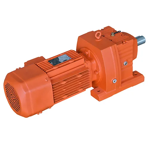 RC series helical geared motor side view showing the reducer body