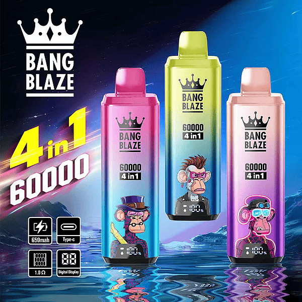 Bang Blaze 60K 4-in-1 Disposable Vape | 4 Flavors in 1 | 60,000 Puffs | 60ml E-liquid | Smart Display | Type-C Charging