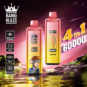 Bang Blaze 60K 4-in-1 Disposable Vape | 4 Flavors in 1 | 60,000 Puffs | 60ml E-liquid | Smart Display | Type-C Charging
