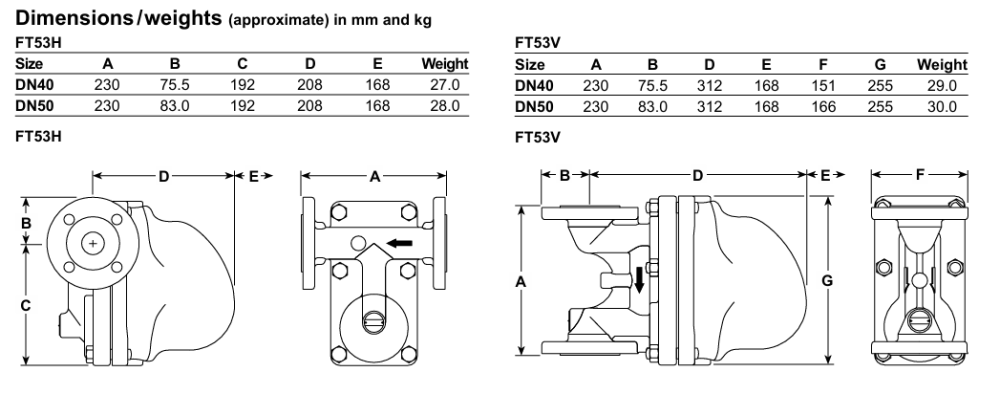 Spirax Sarco FT53 Cast Iron Ball Float Steam Trap with Flanged Connections