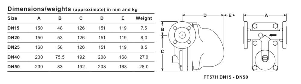 Spirax Sarco FT57 SG Iron Ball Float Steam Trap with Flanged Connections