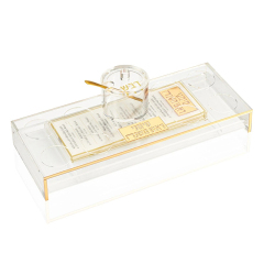 Suspended Lucite Simanim Tray Card Set with Honey Dish,Suspended Lucite Simanim Tray Card Set with Honey Dish - Rosh Hashanah Table Centerpiece