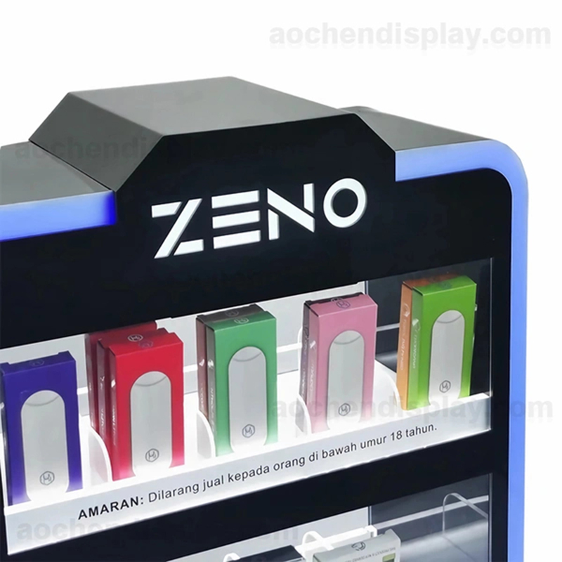 7 Color Vape Shop Display Case,7 Color Vape Shop Display Case - Custom E-Cigarette Showcase with Lock