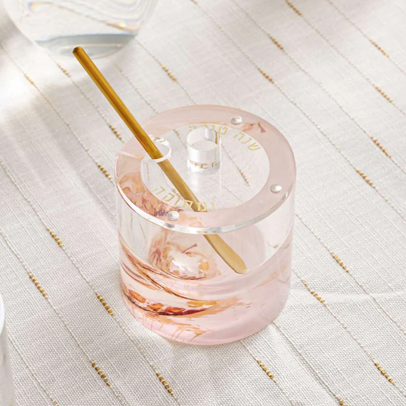 Painted Lucite Honey Dish,Painted Honey Dish - Round Lucite Honey Jar