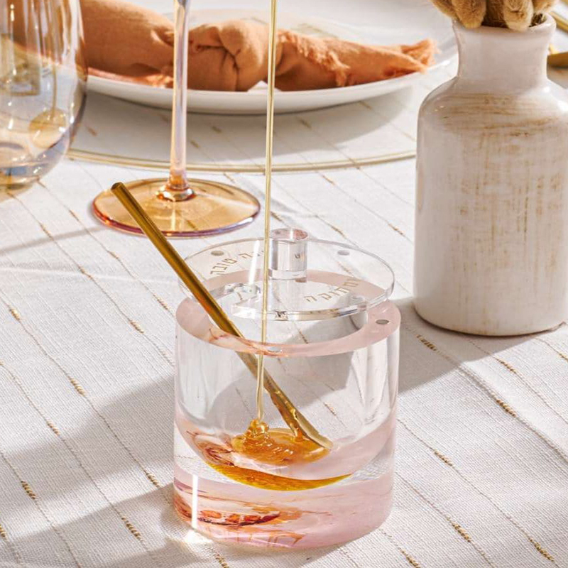 Painted Lucite Honey Dish,Painted Honey Dish - Round Lucite Honey Jar