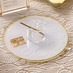 Round Acrylic Simanim Tray with Honey Dish,Round Acrylic Simanim Tray with Honey Dish - Rosh Hashanah Seder Table
