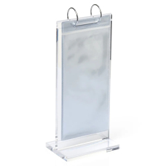 Acrylic Flip Menu Stand with Binder Rings,Acrylic Flip Menu Stand with Binder Rings - Tabletop Double-Sided Menu Display Holder