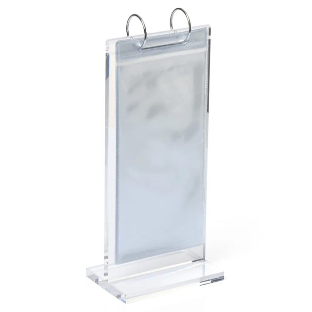 Acrylic Flip Menu Stand with Binder Rings,Acrylic Flip Menu Stand with Binder Rings - Tabletop Double-Sided Menu Display Holder