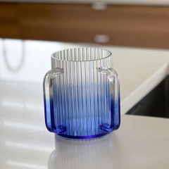 Blue Waved Lucite Wash Cup,Blue Lucite Wash Cup – Modern Acrylic Waved Hand Washing Cup