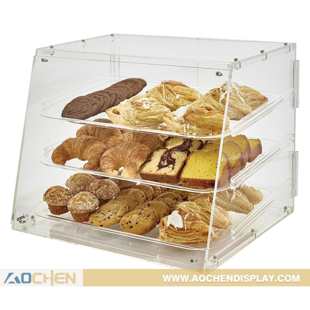 3 Tier Countertop Bakery Display Case,3 Tier Countertop Bakery Display Case - Acrylic Pastry Display Case