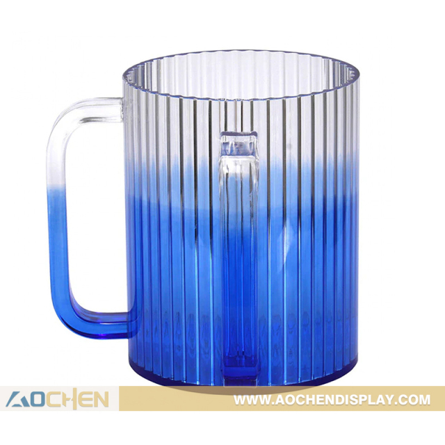 Blue Waved Lucite Wash Cup,Blue Lucite Wash Cup – Modern Acrylic Waved Hand Washing Cup