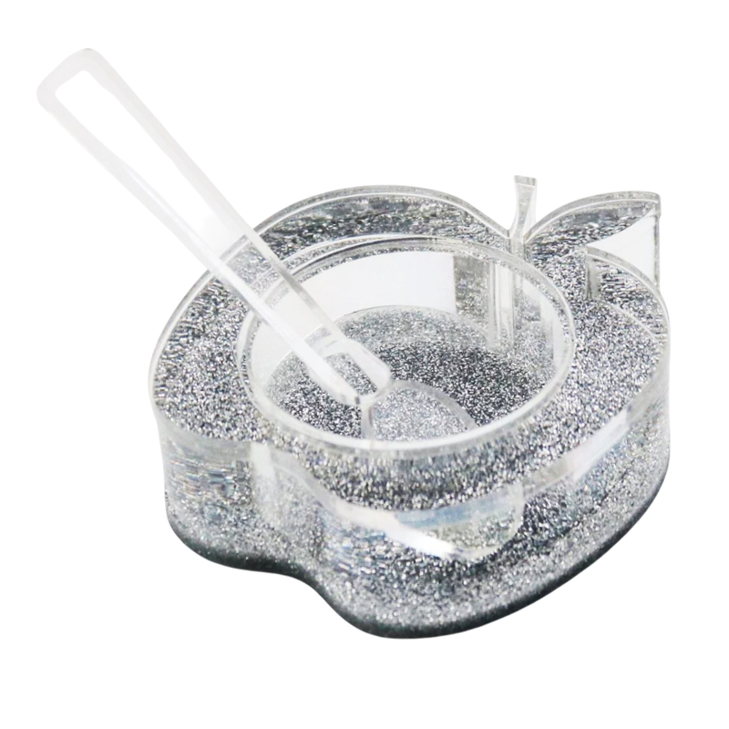 Gold Glitter Acrylic Honey Dish,Gold Glitter Acrylic Honey Dish – Apple-Shaped Honey Bowl with Spoon