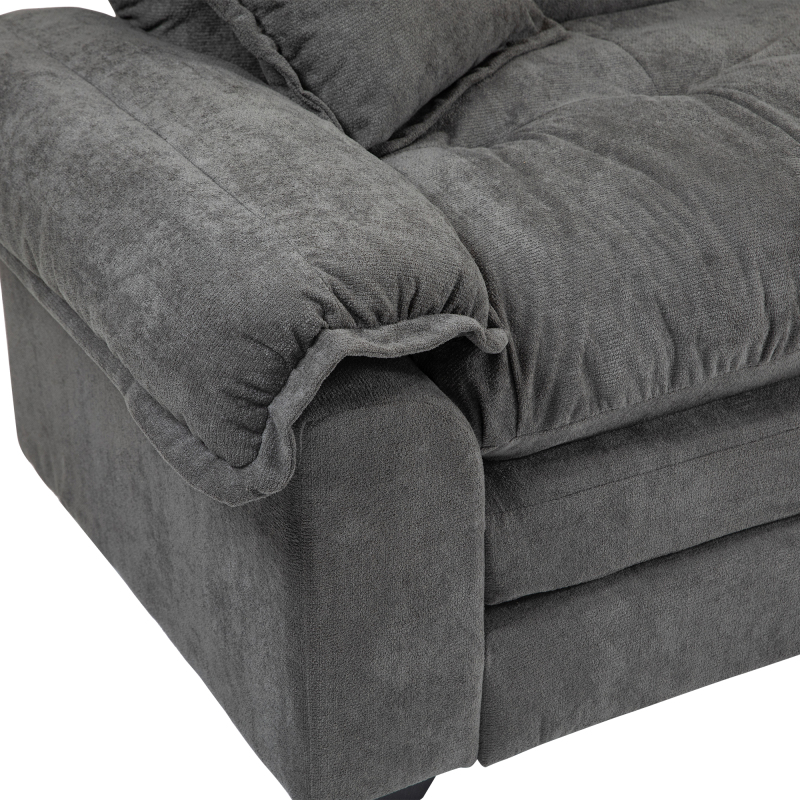 84" Chenille Sofa Small Sofa Loveseat Deep Seat Sofa Couch with 2 Throw Pillows & Memory Foam for Living Room Apartment Office Lounge-Grey