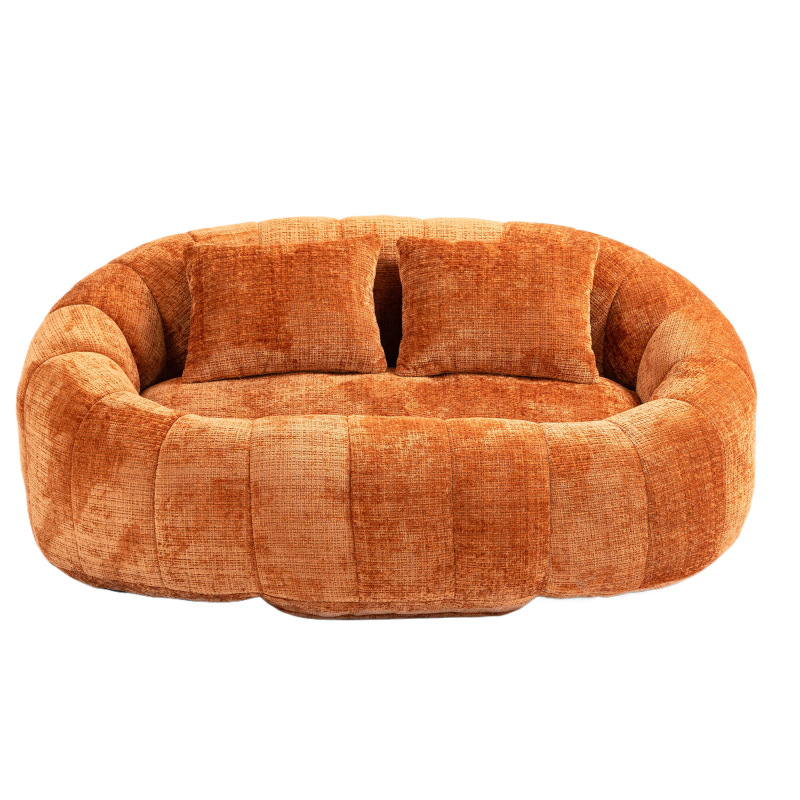 Bean Bag sofa Lazy Sofa Durable Comfort Lounger High Back Bean Bag Chair Couch for Adults and Kids, Indoor & Outdoor, Accent Floor Soft Lounge Chair  (Orange chenille)