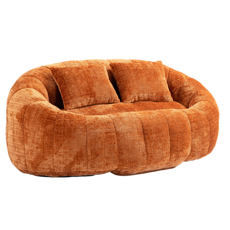 Bean Bag sofa Lazy Sofa Durable Comfort Lounger High Back Bean Bag Chair Couch for Adults and Kids, Indoor & Outdoor, Accent Floor Soft Lounge Chair  (Orange chenille)