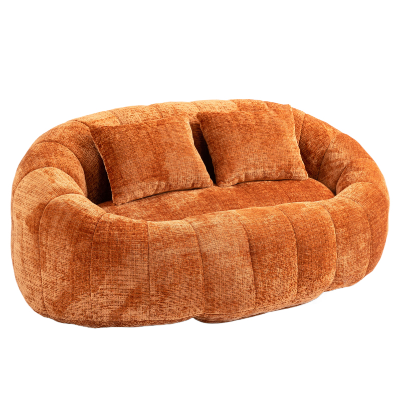 Bean Bag sofa Lazy Sofa Durable Comfort Lounger High Back Bean Bag Chair Couch for Adults and Kids, Indoor & Outdoor, Accent Floor Soft Lounge Chair  (Orange chenille)