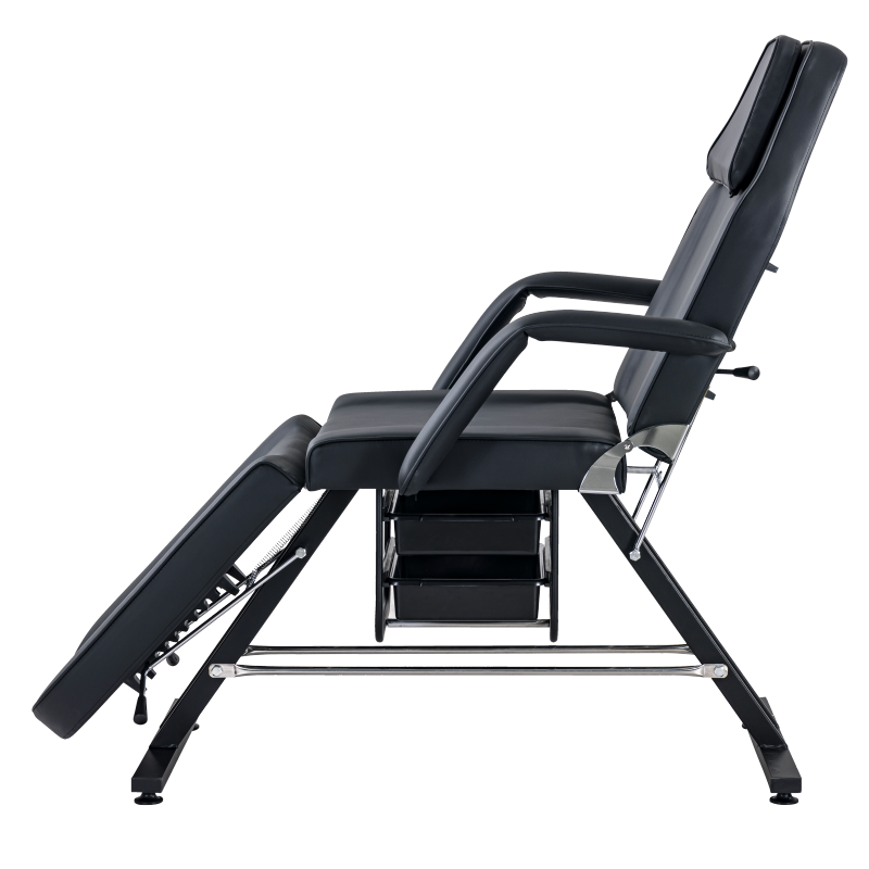 Massage Salon Tattoo Chair  with Two Trays Esthetician Bed with Hydraulic Stool,Multi-Purpose 3-Section Facial Bed Table, Adjustable Beauty Barber Spa Beauty Equipment, Black