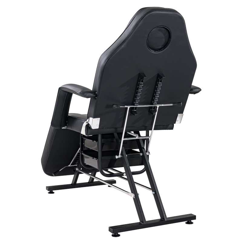 Massage Salon Tattoo Chair  with Two Trays Esthetician Bed with Hydraulic Stool,Multi-Purpose 3-Section Facial Bed Table, Adjustable Beauty Barber Spa Beauty Equipment, Black