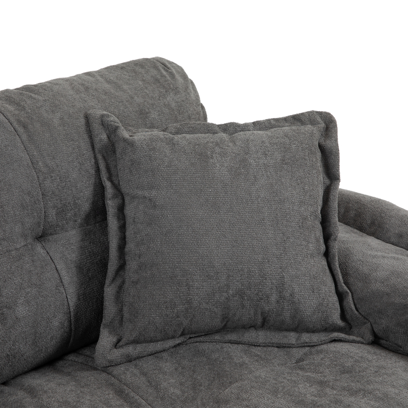 84" Chenille Sofa Small Sofa Loveseat Deep Seat Sofa Couch with 2 Throw Pillows & Memory Foam for Living Room Apartment Office Lounge-Grey