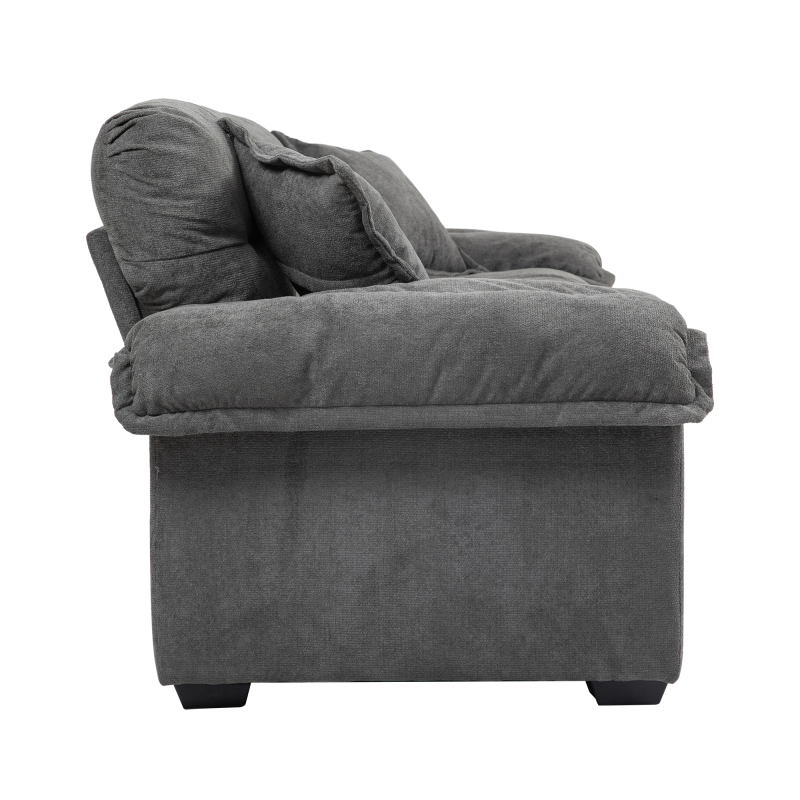 84" Chenille Sofa Small Sofa Loveseat Deep Seat Sofa Couch with 2 Throw Pillows & Memory Foam for Living Room Apartment Office Lounge-Grey