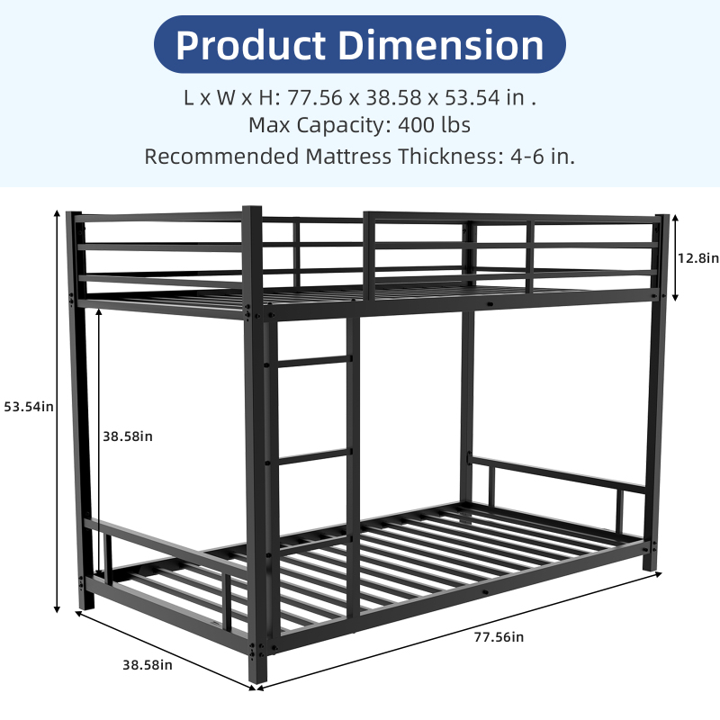 Metal Twin over Twin Bunk Bed