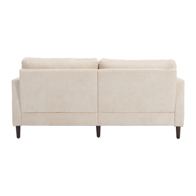Mid Century Modern chenille Fabric Loveseat sofa, 2-Seat Upholstered Loveseat Sofa Modern Couch for Living Room,Brown wood feet sofa for Bedroom, Reading (Beige Chenille)