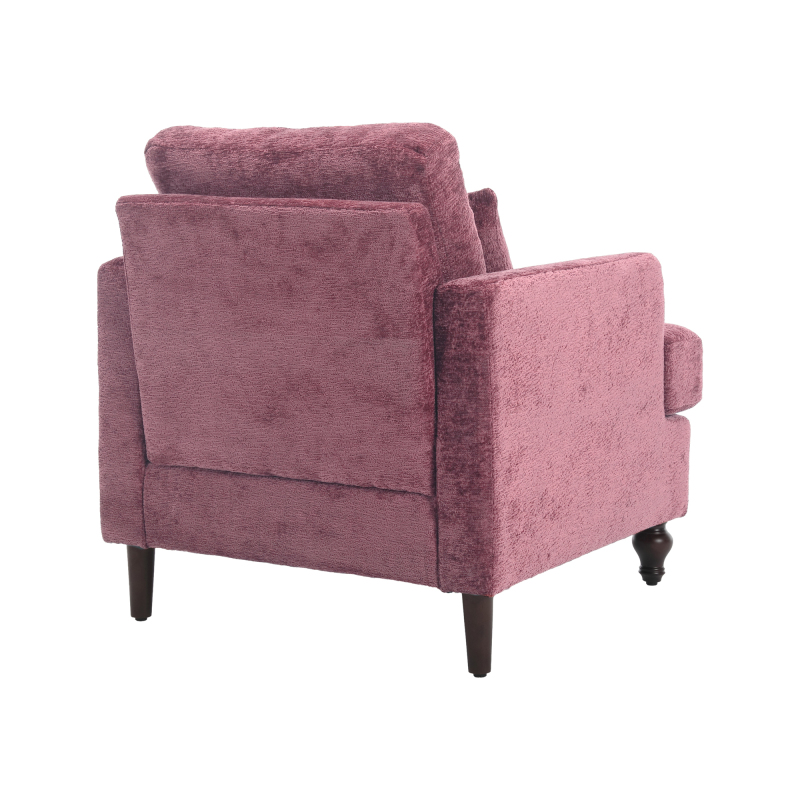 Wood Frame Armchair,  Modern Accent Chair Lounge Chair for Living Room,Tufted Club Chair, Mid Century Modern Arm Chairs with Studded, Solid Wood Frame, for Bedroom, Reading(Wine red Chenille)