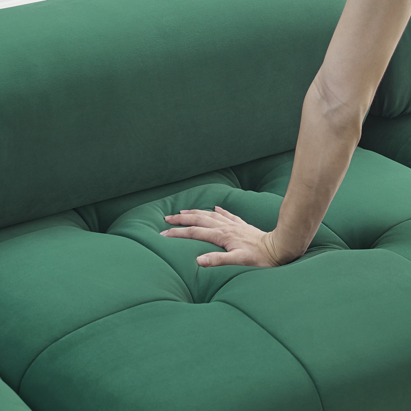 Modular Sectional Sofa, Button Tufted Designed and DIY Combination,L Shaped Couch with Reversible Ottoman, Green Velvet