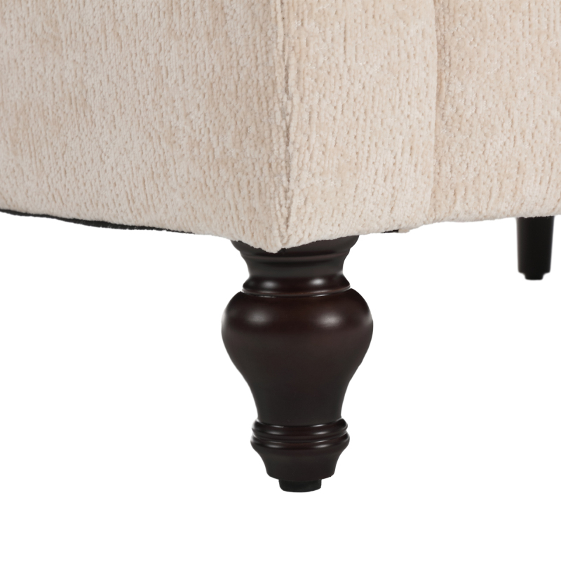 Mid Century Modern chenille Fabric Loveseat sofa, 2-Seat Upholstered Loveseat Sofa Modern Couch for Living Room,Brown wood feet sofa for Bedroom, Reading (Beige Chenille)
